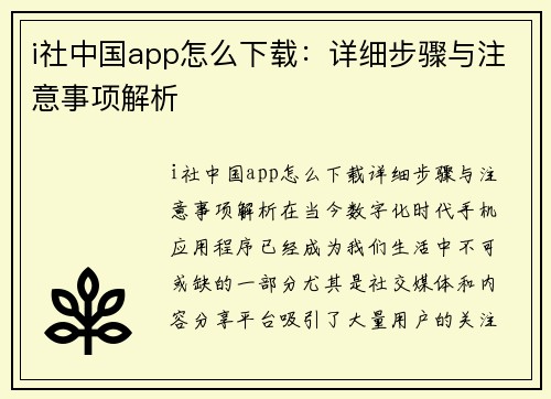 i社中国app怎么下载:详细步骤与注意事项解析